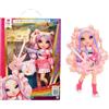 Rainbow High Junior High Rock Band - Bella, rosa - Bambola Fashion di 23 cm con Basso, Personalizzabile con Adesivi, Snodata, Età 4+