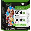 Glliter 304 XL 304XL Cartucce per HP 304 Nero d inchiostro Rigenerato 304 Nero e Colore