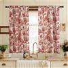 XTMYI Tende corte rosse per cucina, finestra, con tasca per asta, motivo floreale, per Natale, campagna, lavanderia, porta, porta, stile rustico, set da 2 pezzi, lunghezza 121 cm