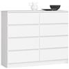 LBSIGN Cassettiera Credenza 120x40x100 Cm 8 Cassetti Artika Bianco Opaco