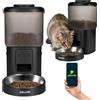 Peluvio CRISPY WI-FI Distributore Automatico Cibo Gatti e Cani WiFi con App, 4,5 L, Programmabile Timer e Porzioni, Registrazione Vocale, Ciotola in Acciaio Inox, Cavo e Batterie, Cavo 2,5 m (Nero)