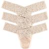 Hanky Panky Low Rise Thong - Tanga a Vita Bassa, Slip Intimo per Donna in Pizzo Signature Lace Elasticizzato - Taglia Unica - Colore Bianco - 3 Pezzi