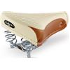 Selle Montegrappa, sellino per City Bike in Pelle, da Donna e da Uomo, per City Bike, Beach Cruiser, Bicicletta Olandese, in Look Vintage Retro 1750 Export, Colore: Verde/Bianco - Prodotto in Italia