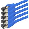 1aTTack.de Cavo di rete Cat 8, 0,5 m, Cat.8 Lan 2000 Mhz 40 Gbit s 40GBase-T Poe+, cavo patch Ethernet, LSZH, 5 x 0,5 m, blu