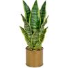 Oairse Pianta artificiale serpente da 44cm in vasi di metallo dorato, piante finte in vaso decorative, pianta Sansevieria finta artificiale, piante artificiali da interno per casa bagno cucina camera
