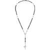 Breil, Collezione Code, Collana Uomo, Collana Rosario Uomo in Acciaio Specchiato, con Pietre Naturali di Onice, Iconica Croce Pratica Chiusura a Moschettone, Lunghezza 63 cm, Nero e Argento