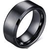 JUDE Fede nuziale classica semplice in carburo di tungsteno, 8 mm, colore nero opaco, Z, Metallo, Non pietra preziosa