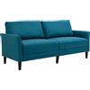 HOMCOM divano 2 posti con 2 cuscini nello schienale design elegante piedi in legno di gomma - blu
