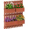 Outsunny Fioriera Verticale a Doghe da esterno con 3 Vasi Rimovibili, in Legno di Abete, 60x16x80 cm, Marrone | Aosom Italy