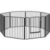 PawHut Box per Cani Recinto 8 Pannelli Modulabile 164x164x80 cm, Nero | Aosom Italy