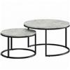 HOMCOM Set 2 Tavolini da Salotto Rotondi con Piano Effetto Marmo, in Legno e Metallo, Grigio Marmo | Aosom Italy