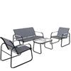 Outsunny Set da Giardino 4 Pezzi, Divano a Due Posti, 2 Poltrone, Tavolino in Vetro Temperato, Grigio | Aosom Italy