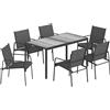 Outsunny Set Tavolo e Sedie da Giardino Set Pranzo Esterno 7 Pezzi, Nero | Aosom Italy