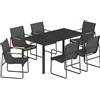 Outsunny Set Tavolo e Sedie da Giardino Set Pranzo Esterno in Vetro 7 Pezzi Nero | Aosom Italy