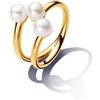 PANDORA Essence Anello aperto placcato in oro 14k con perla coltivata d'acqua dolce trattata bianca, 58