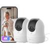 EZVIZ 4K Telecamera Wifi Interno a 360°, 8MP Telecamera Sorveglianza Interno Pan/Tilt/Zoom, Rilevamento di Persone/Animali/Rumori, Visione Notturna a Colori e WDR, C6N G1 4K 2PK