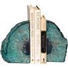 AMOYSTONE Agate Geode Bookends Heavy Duty Stone Book Ends Decorative Bookend Holder Home Office Decor with Rubber Bumpers Teal 1 Pair, 2-3 LBS