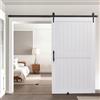VEVOR Porta Scorrevole 1219 x 2134 mm Pannello in MDF, Kit per Porta Scorrevole con Ferramenta Guida Telaio a H, Porta da Casa Divisorio Spazio per Soggiorno Bagno Camera da Letto, Bianco
