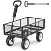 VEVOR Carrello Portaoggetti da Giardino Carico max 408,2 kg Carrello da Trasporto per Legna Terra Detriti Lati Rimovibili Pneumatici Antiforatura in PU, Carretto Compatibile con Trattore ATV, Nero