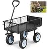 VEVOR Carrello Portaoggetti da Giardino con Sedile Carico max 226,8 kg Carrello da Trasporto per Legna Terra Detriti Lati Rimovibili Pneumatici Antiforatura in PU, Carretto per Trattore ATV, Nero