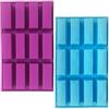 TuNan Set di 2 stampi rettangolari in silicone, 12 cavità, per barrette proteiche, barrette energetiche, caramello, pane, muffin, brownie, pane di mais, cheesecake, budino, burro, sapone, blu, viola