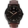 Fossil Orologio Minimalista da Uomo, movimento al quarzo a tre lancette con cinturino in acciaio inossidabile o in pelle, 44 mm, Marrone scuro