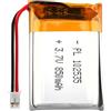 Uxney Batteria agli ioni di litio agli ioni di litio da 3,7 V, 850 mAh, 102535, 850 mAh, con connettore 2P PH con griglia da 2,0 mm