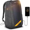 Sunnybag Iconic | Zaino solare con pannello solare integrato da 7 Watt | porta USB | ricarica wireless | scomparto per laptop da 17 pollici | 20 litri | tessuto riciclato idrorepellente | grafite