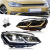 VLAND Motor VLAND Fari per Golf 7 TSI TDI R Alogena Hatchback Variant 2012-2016 [non per GTI/Xeno/R line], con indicatori dinamici, 1 coppia - Striscia argento (Con lampadine allo xeno d2h)