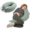 Jane Jané Cuscino per Allattamento XXL e Gravidanza, Cuscino per Dormire e Riposo, Fodera 100% Cotone Mussola, Verde