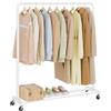 SONGMICS Stand Appendiabiti con Ruote, Attaccapanni, 2 Ruote con Freno, Camera da Letto, Portata fino a 50 kg, 38 x 110 x 141,5 cm, Bianco Opaco HSR016WG01