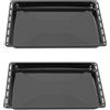 ICQN Set 2 Teglie da Forno 42,2x37,5 cm Profondità 3 cm | Compatibili con AEG, Electrolux, Zanussi, IKEA, Juno, Zoppas, Teglie Smaltate in Acciaio, Nero