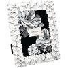 Laura Ashley 5x7 White & Silver Flower Textured Hand-Crafted Resin Picture Frame w/Easel & Hook for Tabletop & Wall Display, Decorative Floral Design Home Décor, Photo Gallery, Art (5x7, White/Silver)