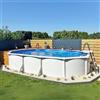 NEPO Piscine Piscina Acciaio Fuori Terra Ovale NEPOWHITE Kit Completo