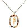 P D PAOLA PDPAOLA - Collana con lettera P, in argento Sterling 925, placcato oro 18 carati, gioielli da donna