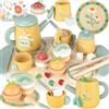 UCAMP Set da Tè in Legno per Bambini - 23pcs Accessori Cucina Giocattolo con Accessori - Regalo per Bambine 3+ Anni