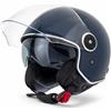 VINZ Tobia Casco Jet Doppia Visiera VIntage | Casco Scooter / Moto Donna E Uomo | Certificato ECE 22.06 | nelle taglie dalla XS-XXL - Blu