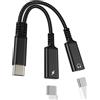 Kefiany Adattatore USB C Jack Audio Ricarica Cavo Aux per Apple iPhone (2in1)Doppio Tipo C Cuffie Caricatore Sdoppiatore Compatibile per Samsung Auricolari Adapter Headphone Splitter Presa Accessori tp-DZBZB