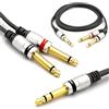 VITALCO Cavo Jack 6.3 Stereo a 2x 6.3 Mono 5m Audio Maschio 6.35mm TRS Stereo a Doppio 6.35mm Mono TS Insert Y Splitter Cavo Connettore Adattatore