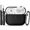 TNSNK for AirPods Pro 2nd/1st Case, Silicone Shockproof Protection Case with Clean Kit & Keychain, Support Wireless Charging - Black