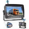 Hikity Kit Digitale Retrocamera Auto Wireless con Registrazione Video, Scermo IPS Monitor da 7 Impermeabile IP66 Visione Notturna IR Telecamera Retromarcia per Auto Camper Camion RV Roulotte Bus