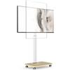 AOKCOS Carrello Porta TV con Ruote per 32-65 Pollici, Orizzontale e Verticale Supporto TV da Pavimento con Base in Legno, Inclinabile e Regolabile in Altezza, Max VESA 400x400mm 30kg, Bianco