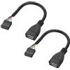 XMSJSIY USB 2.0 femmina alla scheda madre 9 pin header adapter cable | USB tipo A porta alla scheda madre femmina scheda principale cavo dati 5 nuclei -10CM / 3.93IN 2PCS