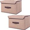 NCRGB Scatole Portaoggetti in Tessuto,Scatole Portaoggetti Scatole per Armadio con Coperchio Set,Pieghevole,Contenitore per Armadio,Vestiti,Armadi (36×23×24cm/2pack, Beige Giallo)