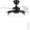 Horevo 24W Ventilatore da soffitto con Telecomando, Dimmerabile Ventilatori a Soffitto con Altoparlante Bluetooth e Reversibile, Ventilatore da Soffitto con Lampada e pale a scomparsa per Camera da Letto
