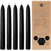 Danilovo 5 Candele Decorative Lunghe in Cera d'Api Nero - Candele Cera d'Api Naturale a Combustione Lenta per Ogni Occasione - Profumate al Miele, per una Casa Accogliente