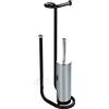 WENKO DIE BESSERE IDEE Supporto universale per scopino WC, con porta rotolo di ricambio, colore: nero, Acciaio, 20 x 62.5 x 23 cm