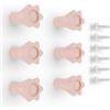 Poliplast - Set da 6 Pomelli, Design a fiore per Armadio e Cassetti e cameretta bambini, Articolo 4, Verniciato a mano, Colore Rosa Salmone