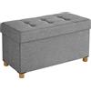 SONGMICS Cassapanca, Pouf Contenitore, Poggiapiedi Pieghevole 38 x 76 x 40 cm, Ottomano con Gambe in Legno, Regge fino a 300 kg, per Soggiorno, Camera da Letto, Dormitorio, Grigio Tortora LSF16GYX