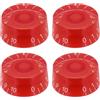 sourcing map 4 manopole per chitarra elettrica, colore rosso, per controllo del volume e del tono, 2,6 x 1,1 cm, manopole di ricambio per chitarra elettrica (scritta rosso-bianca)